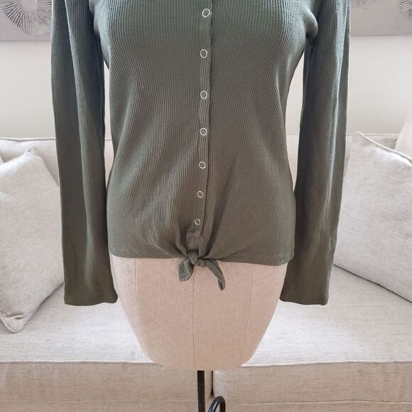 Ultra Flirt Juniors' Tie-Hem Thermal Top Sz Lg - Picture 5 of 13